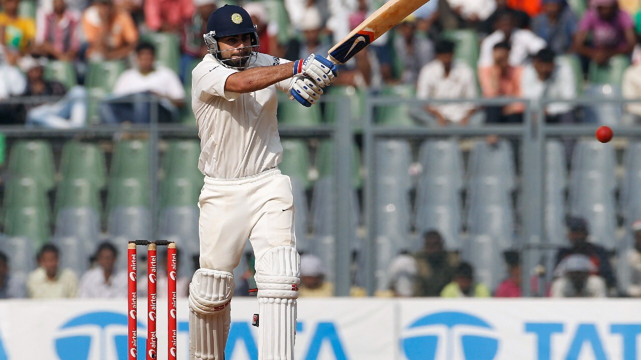 India's Virat Kohli plays a shot during the final day of their third and final test cricket match against West Indies in Mumbai November 26, 2011 (Image: Reuters) 