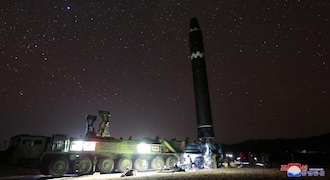 No.9 | Country: North Korea | Total Nuclear Warheads as of 2021: 45 | Per cent of all nuclear warheads in the world: 0.34% | A view of theintercontinental ballistic rocket Hwasong-15Õs test that was successfully launched, in this undated photo released by North Korea's Korean Central News Agency (KCNA) in Pyongyang November 30, 2017 (Image: Reuters)