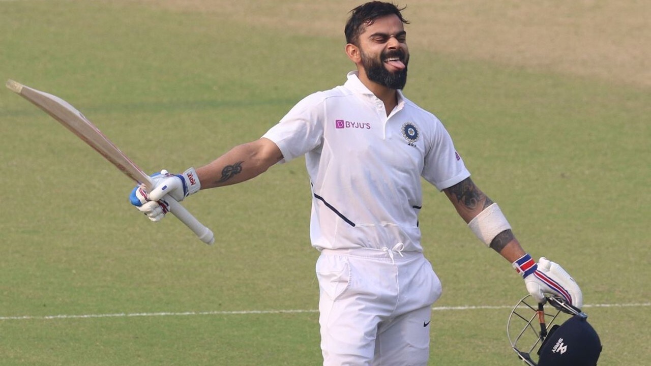 Virat Kohli enjoys against Bangladesh after becoming the first Indian batter to notch a hundred in a Day Night Test (Image: BCCI)