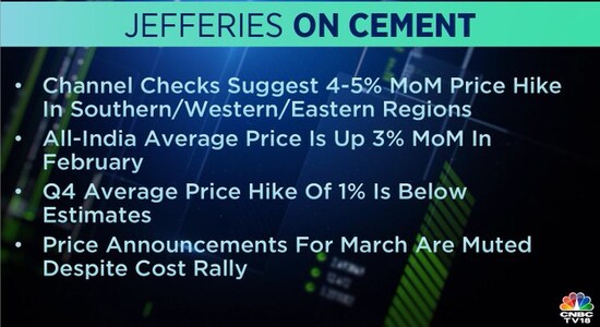 Jefferies on Cement, cement stocks, share price, brokerage calls