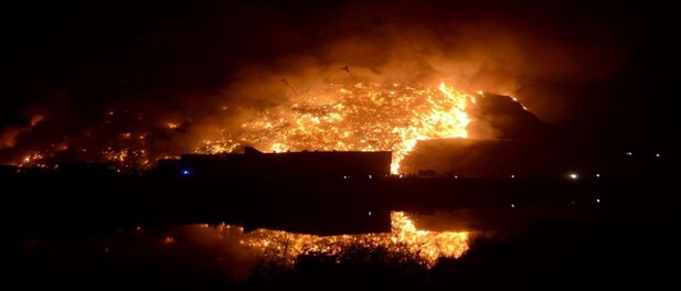 Pics of devastating fire at Delhi landfill that kept burning for 15 hours straight