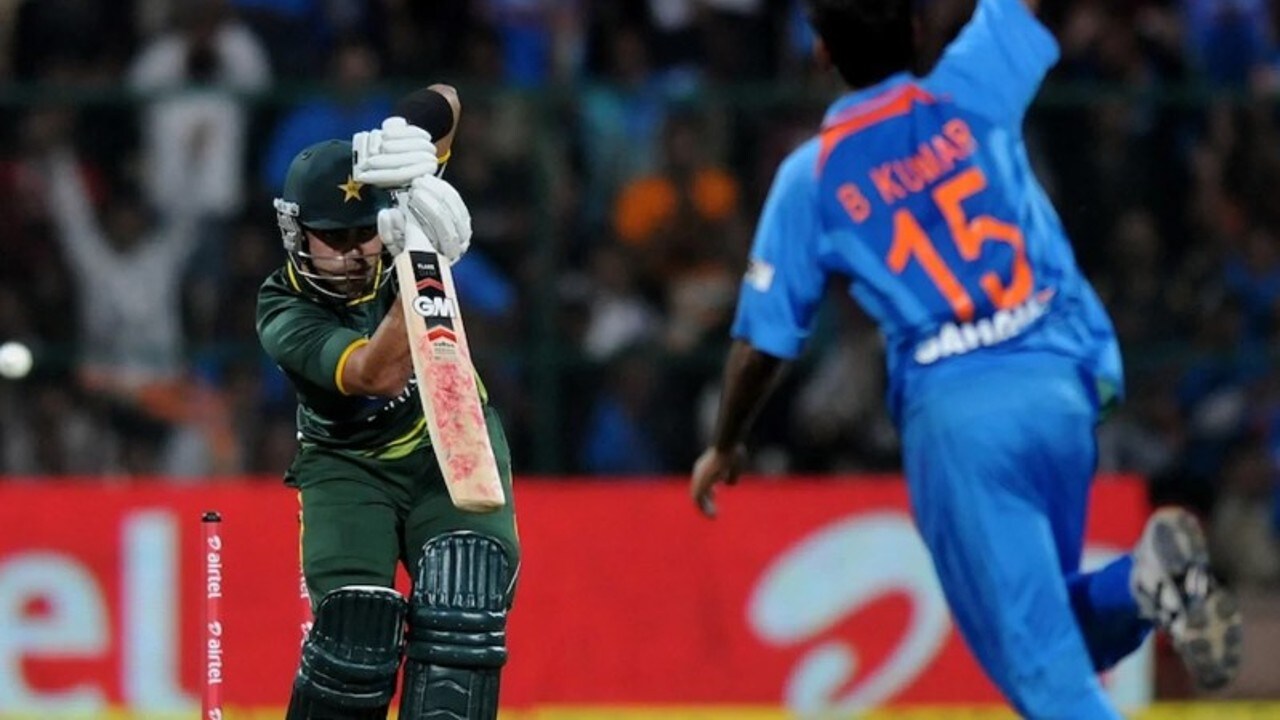 Pakistan's first win over India came in Indian backyards when the two teams were playing a T20I game in Bengaluru during Pakistan's 2012 tour of India. Batting first India posted a paltry 133/9 and Pakistan chased down the target in 19.4 overs thanks to Mohammed Hafeez's 61. But the match is memorable for Bhuvneshwar Kumar cleaning up Nasir Jamshed in the first over of Pakistan's chase. (Image: BCCI)