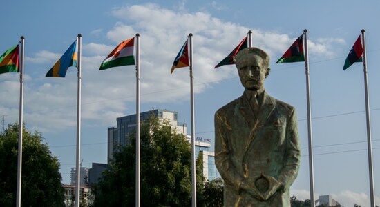 A statue of Ethiopia's last emperor, Haile Selassie at African Union Commission, Addis Ababa, Ethiopia, 15 February 2019 A statue of Ethiopia's last emperor, Haile Selassie at African Union Commission, Addis Ababa, Ethiopia, 15 February 2019