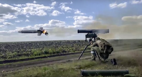 In this handout photo taken from video released by Russian Defense Ministry Press Service on Monday, Aug. 29, 2022, a Russian soldier fires from a Kornet, a Russian man-portable anti-tank guided missile on a mission at an undisclosed location in Ukraine. (Russian Defense Ministry Press Service via AP, File)