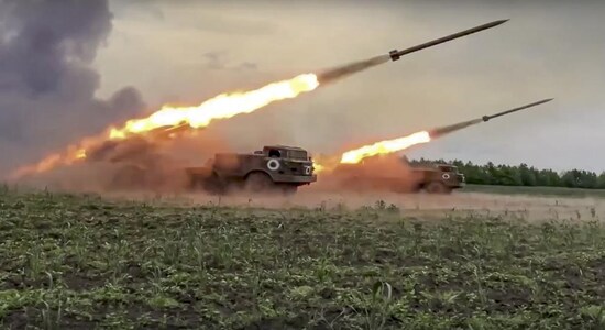 In this handout photo released by Russian Defense Ministry Press Service released on June 1, 2022, The Russian military's Uragan multiple rocket launchers fire rockets at Ukrainian troops at an undisclosed location. (Russian Defense Ministry Press Service via AP, File) In this handout photo released by Russian Defense Ministry Press Service released on June 1, 2022, The Russian military's Uragan multiple rocket launchers fire rockets at Ukrainian troops at an undisclosed location. (Russian Defense Ministry Press Service via AP, File)