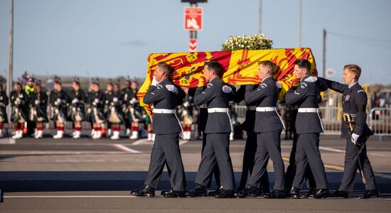 CNBCTV18 Royal procession from Buckingham Palace to Westminster Hall, crowds gather to pay their respects