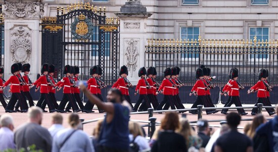 CNBCTV18 Royal procession from Buckingham Palace to Westminster Hall, crowds gather to pay their respects