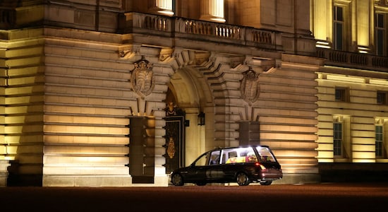 CNBCTV18 Royal procession from Buckingham Palace to Westminster Hall, crowds gather to pay their respects