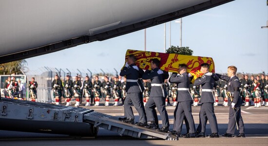 CNBCTV18 Royal procession from Buckingham Palace to Westminster Hall, crowds gather to pay their respects