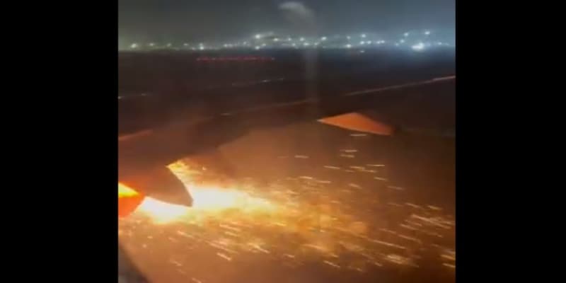 Watch: IndiGo plane catches fire during take off at Delhi airport