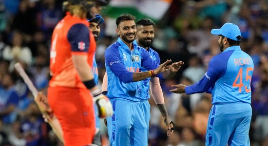 Then it was the turn of the Indian spinners Axar Patel and R Ashwin to rattle thye Netherlands batting order. The two spinners combined to pick the next four wickets as the Netherlands were struggling at 63/5. 