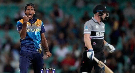 New Zealand lost wickets in a heap late in the innings as they looked to attack. They posted 167/7 on the board after 20 overs. (Picture: AP) Centurion Phillips pulls Nz to dominant win