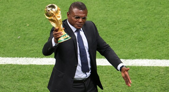 As it has been the ritual on the opening day of the FIFA World Cups, a former player, a legend of the defending champions gets the honor to bring the FIFA World Cup trophy inside the stadium that hosts the first match of the World Cup. Before the opening ceremony of the FIFA World Cup 2022 former France footballer Marcel Desailly carried the FIFA World Cup trophy into the Al Bayt Stadium, in Al Khor, Qatar. (Reuters)