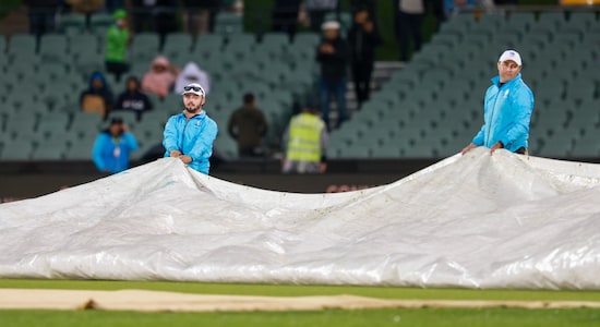 Bangladesh were going strong when the heavens opened up and it started pouring at the Adeaide Oval. The rain inturrupted the match for sometime and forced the umpires to reduce the match to a 16-over affair and bring the DLS method in effect, Bangladesh's revided target was now 150 runs. (Image: AP)