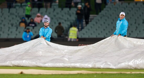 Bangladesh were going strong when the heavens opened up and it started pouring at the Adeaide Oval. The rain inturrupted the match for sometime and forced the umpires to reduce the match to a 16-over affair and bring the DLS method in effect, Bangladesh's revided target was now 150 runs. (Image: AP) Bangladesh were going strong when the heavens opened up and it started pouring at the Adeaide Oval. The rain inturrupted the match for sometime and forced the umpires to reduce the match to a 16-over affair and bring the DLS method in effect, Bangladesh's revided target was now 150 runs. (Image: AP)