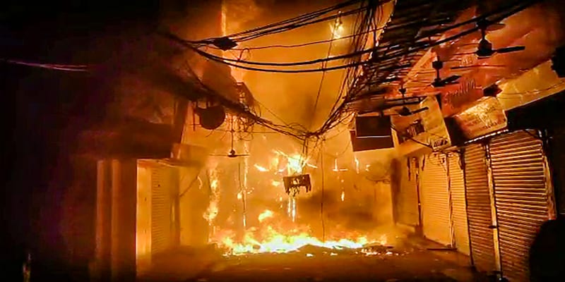 Fire breaks out in Delhi's Chandni Chowk: 50 shops gutted as blaze continues to rage at Bhagirath Palace market