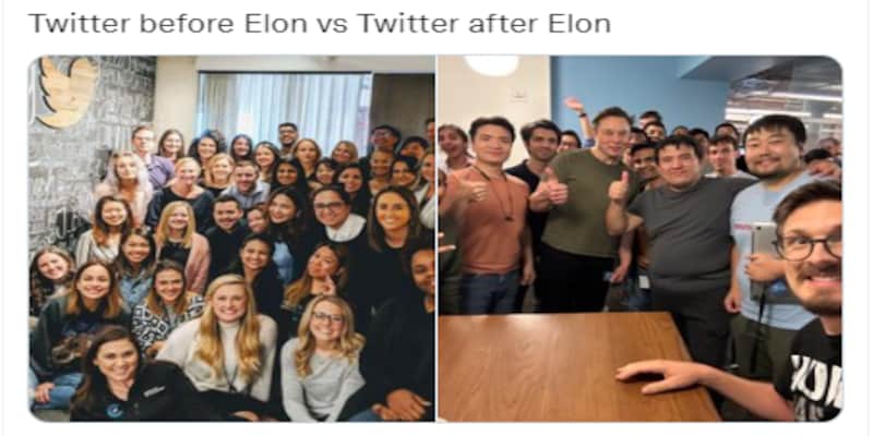 Where have all the women gone from Elon Musk's Twitter? 'Before & after' office photos shock internet