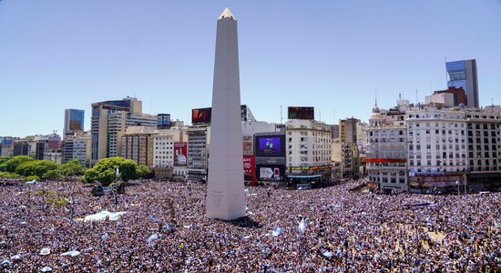 Argentine soccer fans descend on the Obelisk monument for a homecoming parade for the Argentine soccer team that won the World Cup tournament in Buenos Aires Argentine soccer fans descend on the Obelisk monument for a homecoming parade for the Argentine soccer team that won the World Cup tournament in Buenos Aires