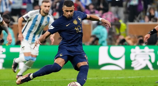 But France were not to give up. Just two minutes away from full-time France earned their second penalty of the match. Mbappe stepped up again to take the penalty. Without any hesitation Mbappe converted from the spot to complete his hat-trick and bring France on the level terms yet again. (Image: AP) But France were not to give up. Just two minutes away from full-time France earned their second penalty of the match. Mbappe stepped up again to take the penalty. Without any hesitation Mbappe converted from the spot to complete his hat-trick and bring France on the level terms yet again. (Image: AP)