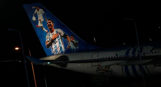 The flight carrying Argentina's World Cup winning squad arrives in Buenos Aires. (Image: Reuters)