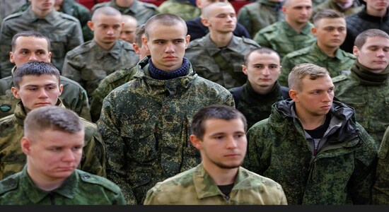 Conscripts, including students who returned from the Russian military units after they were demobilised, attend an acknowledgment ceremony in the course of Russia-Ukraine conflict in the Donetsk region, Russian-controlled Ukraine, November 28, 2022. REUTERS/Alexander Ermochenko Conscripts, including students who returned from the Russian military units after they were demobilised, attend an acknowledgment ceremony in the course of Russia-Ukraine conflict in the Donetsk region, Russian-controlled Ukraine, November 28, 2022. REUTERS/Alexander Ermochenko