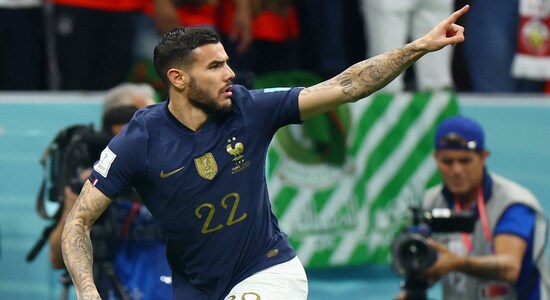 Theo Hernandez | France | Jersey Number 22 | The 25-year-old left-back got his opportunity in the Starting XI after replacing his brother Lucas Hernandez who ruptured his ACL in France’s tournament opener against Australia. Since then Theo has caught the eye with his attacking style of play and even registered two assists so far while also scoring the opening goal in acrobatic fashion against Morocco in the semifinal. (Image: Reuters) Theo Hernandez | France | Jersey Number 22 | The 25-year-old left-back got his opportunity in the Starting XI after replacing his brother Lucas Hernandez who ruptured his ACL in France’s tournament opener against Australia. Since then Theo has caught the eye with his attacking style of play and even registered two assists so far while also scoring the opening goal in acrobatic fashion against Morocco in the semifinal. (Image: Reuters)