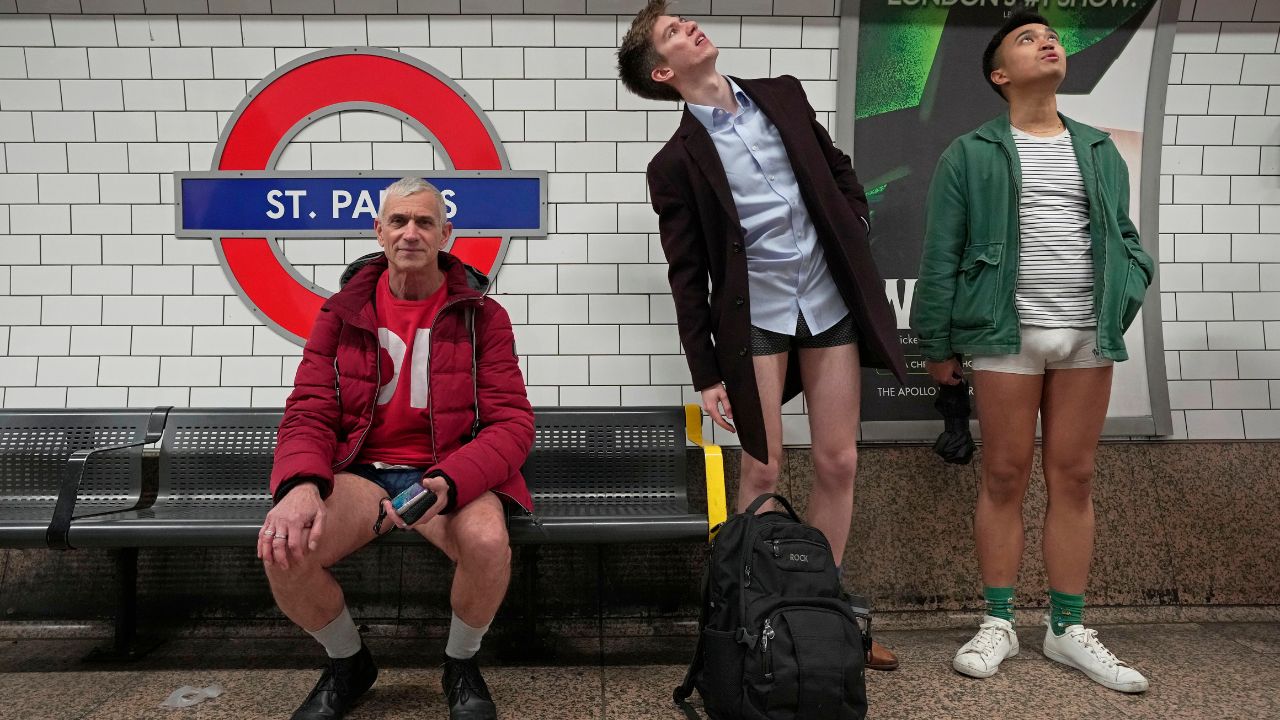 London commuters strip down walk around half suited and booted for No  Trousers Day
