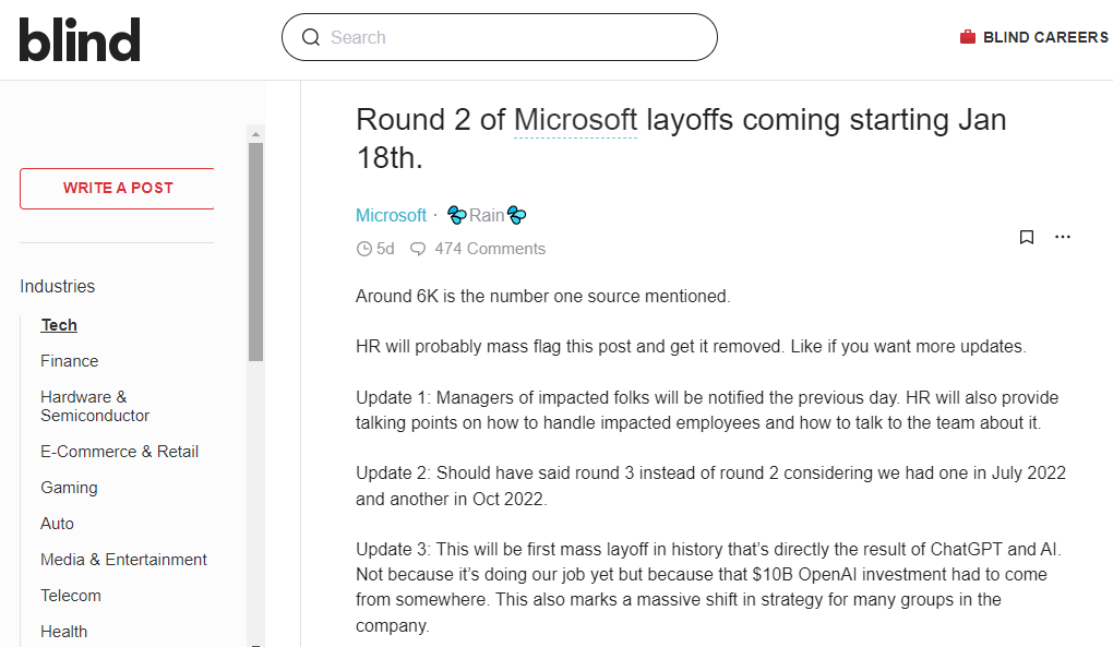 Microsoft Layoffs Likely To Begin Today, Thousands Of Employees Across