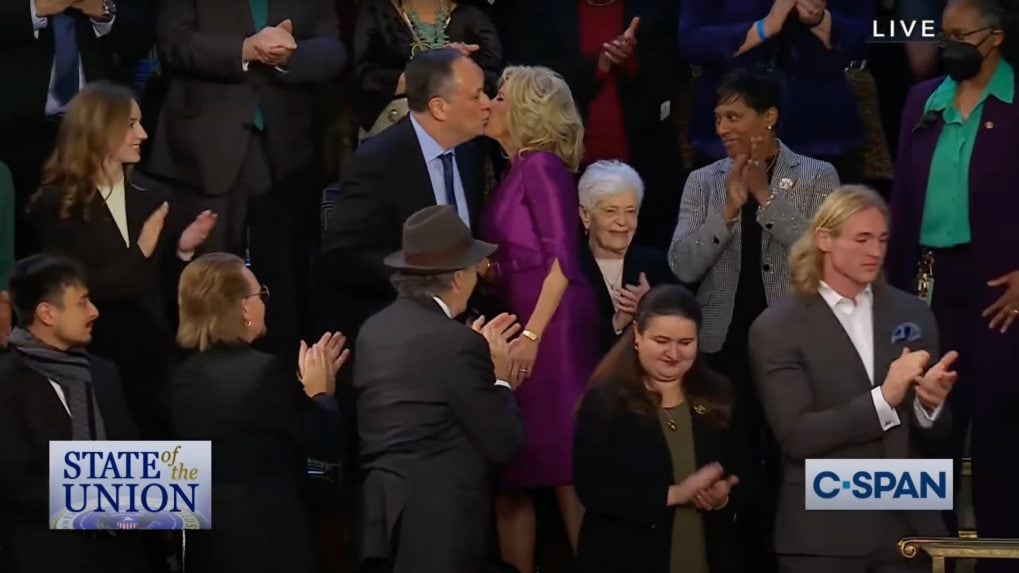 Did Jill Biden Kiss Kamala Harris' Husband Ahead Of State Of The Union ...