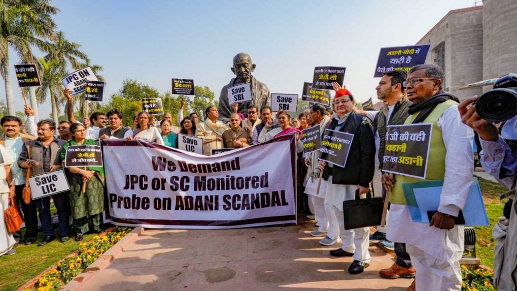 Adani Row: Opposition Protests Outside Parliament Demanding JPC Probe ...