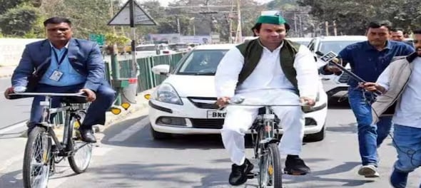 Tej Pratap Yadav cycles to office inspired by 'dream encounter' with Mulayam Singh | Watch Video