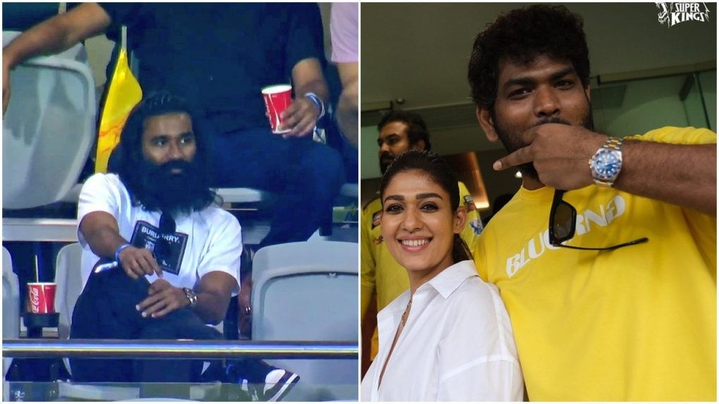 South Superstars Nayanthara, Vignesh And Dhanush Attend CSK Vs MI Match ...