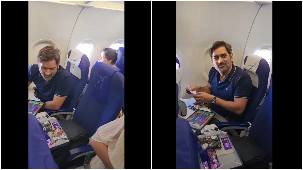 MS Dhoni travels economy and plays Candy Crush at 30,000 feet; video ...