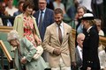 David Beckham arrives in the Royal Box as sun comes out at Wimbledon