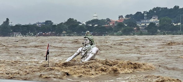 Uttarakhand rains: Lord Shiva idol submerged in swollen Ganga river, resort collapses in Pauri  | VIDEOS
