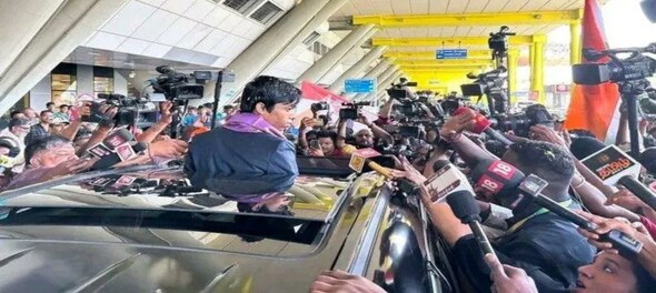 Watch: Grandmaster R Praggnanandhaa welcomed by a huge crowd at the Chennai airport following his success in Chess World Cup