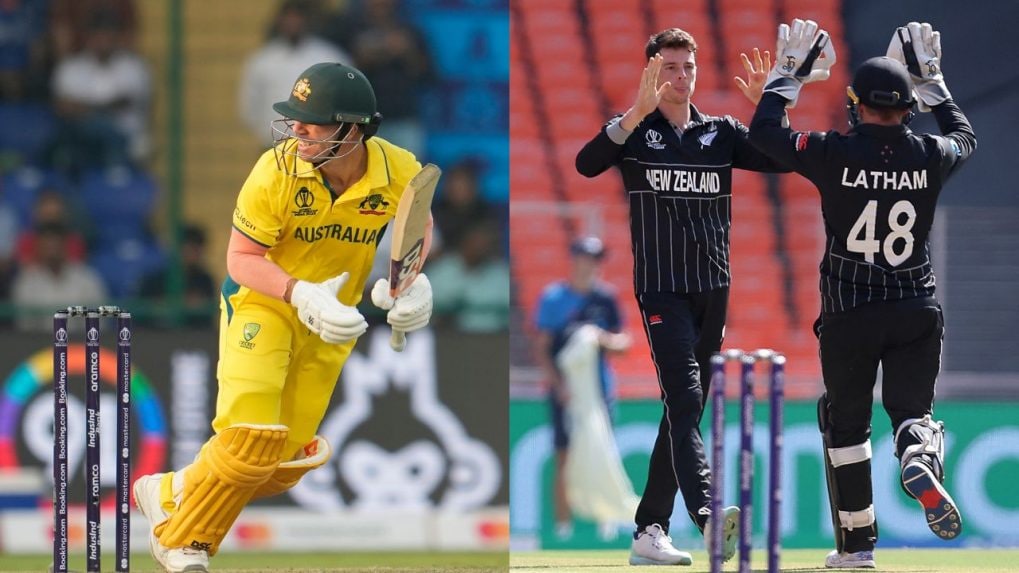 Cricket Match Between New Zealand Vs Australia. Stock Illustration