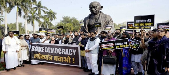 Suspension spree continues in Lok Sabha; Sonia, Rahul join protest by suspended MPs