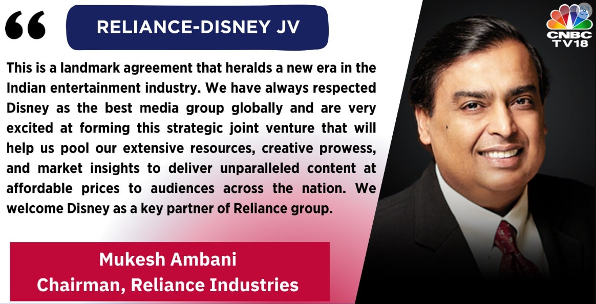 Reliance Industries, Disney Announce $8.5 Billion Media Joint Venture ...